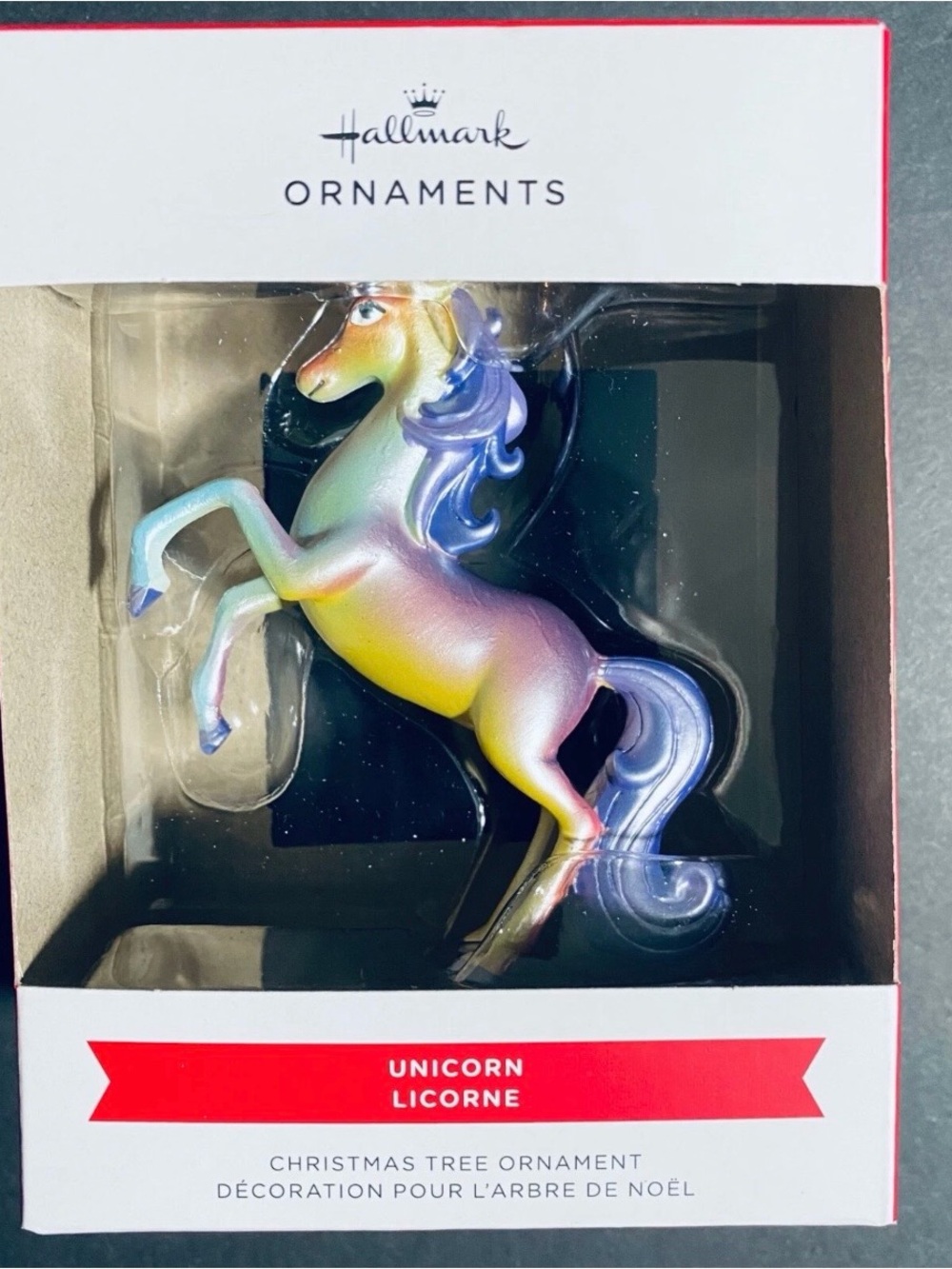 Hallmark Unicorn Licorne Ornament Christmas Rainbow Figure Hanging  2024